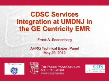 CDSC Services Integration At UMDNJ In The GE Centricity EMR