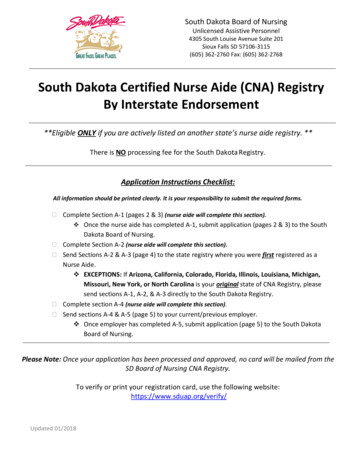 South Dakota Certified Nurse Aide (CNA) Registry By Interstate Endorsement