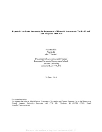 Expected-Loss-Based Accounting For Impairment Of Financial Instruments .