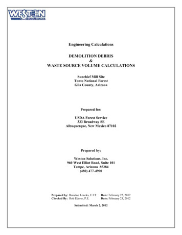 Engineering Calculations DEMOLITION DEBRIS WASTE SOURCE VOLUME CALCULATIONS