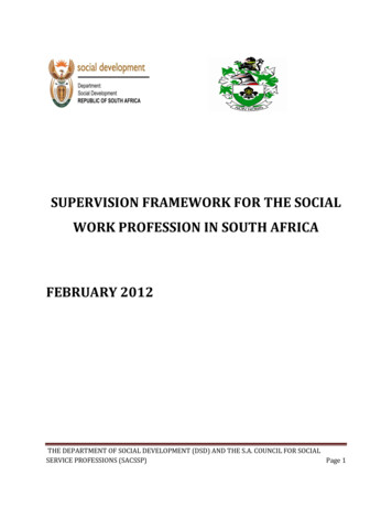 Supervision Framework For The Social Work Profession In South Africa
