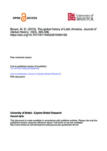 Brown, M. D. (2015). The Global History Of Latin America. Journal Of .
