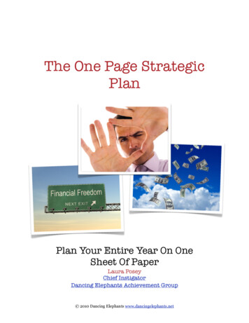 The One Page Strategic Plan Book - Blogs