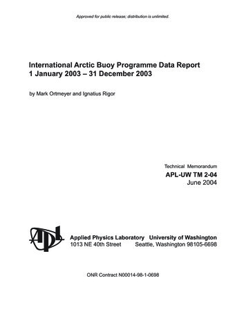 International Arctic Buoy Programme Data Report 1 January 2003 - 31 .