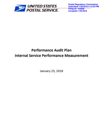 Performance Audit Plan Internal Service Performance Measurement