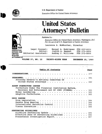 United States Attorneys Bulletin - United States Department Of Justice