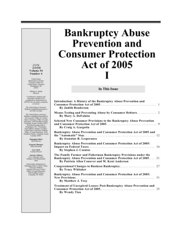 Bankruptcy Abuse Prevention And Consumer Protection Act Of 2005