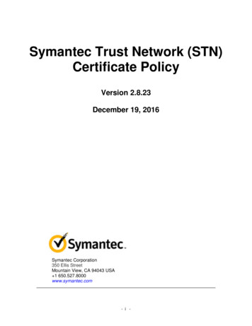 Symantec Trust Network (STN) Certificate Policy - DigitalSign