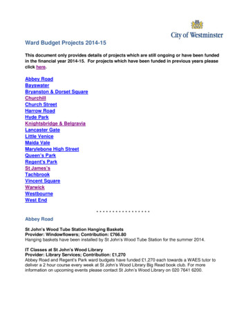 Ward Budget Projects 2014-15 - City Of Westminster