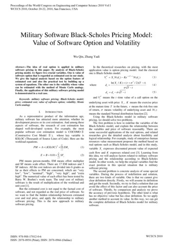 Military Software Black-Scholes Pricing Model: Value Of Software Option .