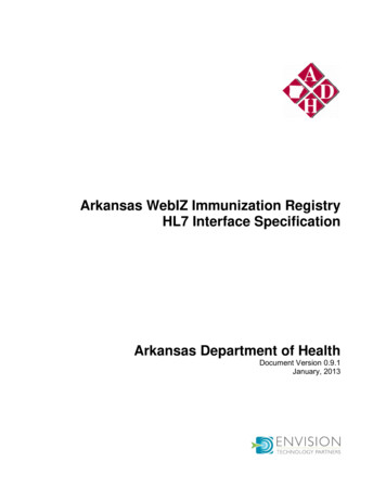 Arkansas WebIZ Immunization Registry HL7 Interface Specification