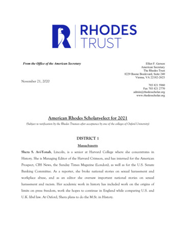 American Rhodes Scholars-elect For 2021