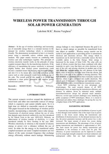 Wireless Power Transmission Through Solar Power Generation - Ijser