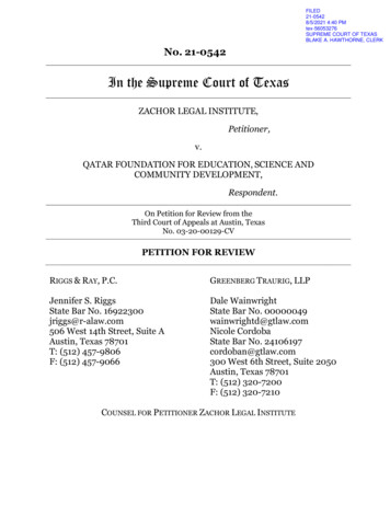 In The Supreme Court Of Texas - Judicial Watch