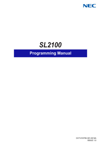 SL2100 Programming Manual - NEC SL1100 Distributors