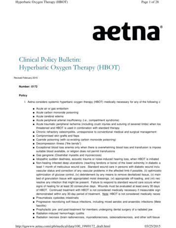 Clinical Policy Bulletin: Hyperbaric Oxygen Therapy (HBOT)
