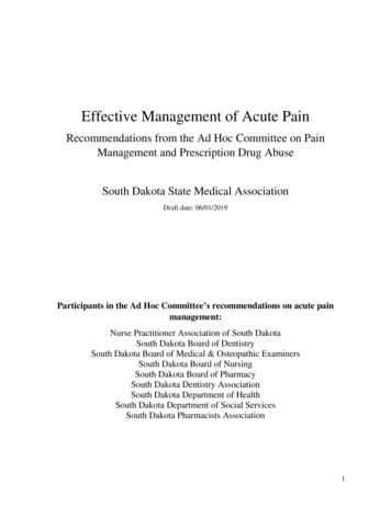 Effective Management Of Acute Pain - South Dakota