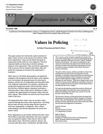 Values In Policing - Office Of Justice Programs
