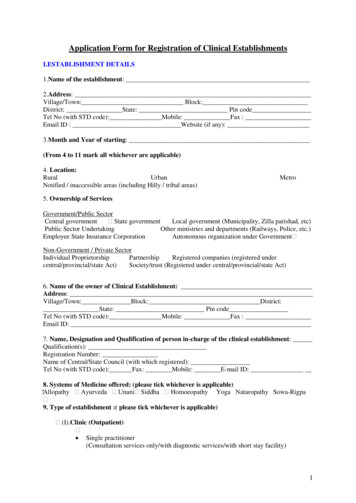 Application Form For Registration Of Clinical Establishments