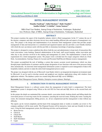 Hotel Management System - Irjmets
