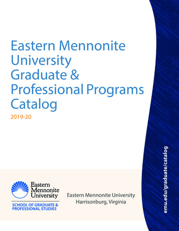 Eastern Mennonite University Graduate & Professional Programs Catalog