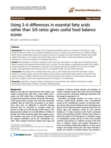 RESEARCH Open Access Using 3 6 Differences In Essential Fatty Acids .