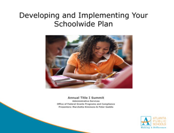 Developing And Implementing Your Schoolwide Plan - Atlanta Public Schools
