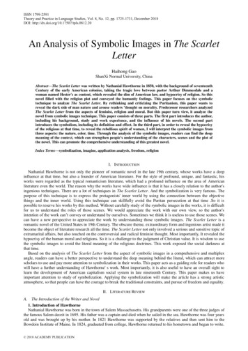 An Analysis Of Symbolic Images In The Scarlet Letter