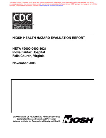 HHE Report No. HETA-2000-0402-3021, Inova Fairfax Hospital, Falls .