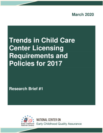 Trends In Child Care Center Licensing Requirements And Policies For .