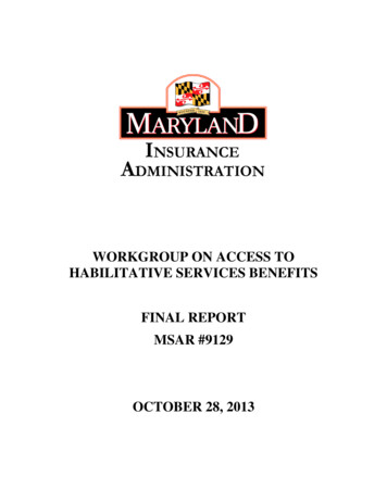 Workgroup On Access To Habilitative Services Benefits Final Report Msar .
