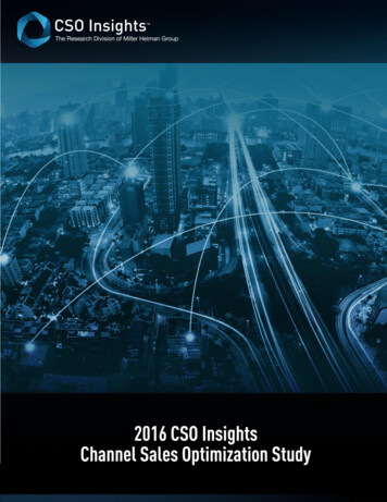 CSO Insights 2016 Channel Sales Optimization Study