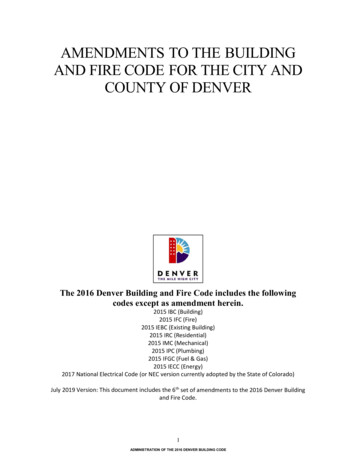 2016 Denver Building And Fire Code 6th Set Of Amendments