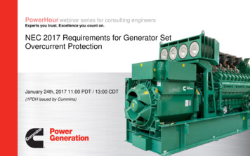 NEC 2017 Requirements For Generator Set Overcurrent Protection - Cummins