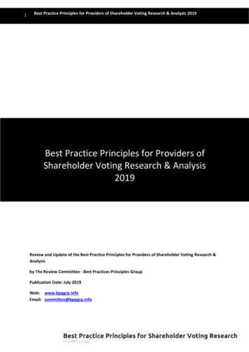 2019 Best Practice Principles For Shareholder Voting Research Analysis