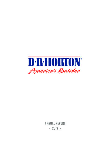 ANNUAL REPORT - 2019 - D.R. Horton