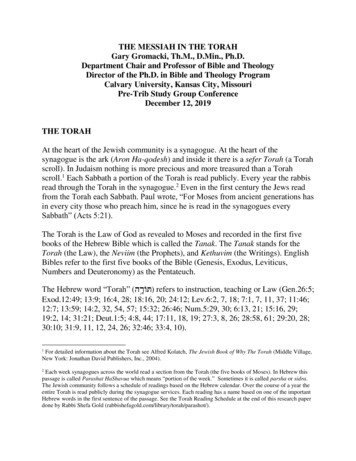THE MESSIAH IN THE TORAH Gary Gromacki, Th.M., D.Min., Ph.D . - Pre-Trib