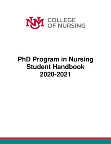 PhD Program In Nursing Student Handbook 2020-2021