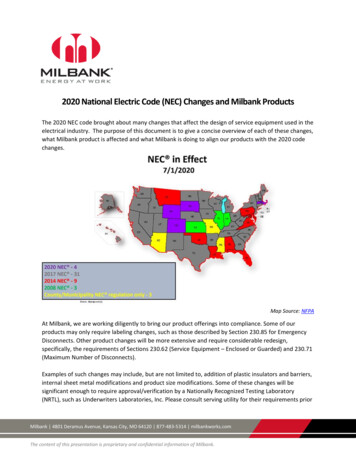 2020 National Electric Code (NEC) Changes And Milbank Product S