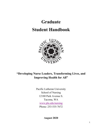 Graduate Student Handbook - Pacific Lutheran University