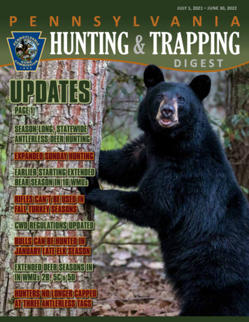 July 1, 2021 - June 30, 2022 Pennsylvania Hunting &Trapping