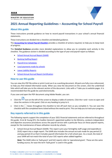 2021 Annual Reporting Guidelines - Accounting For School Payroll