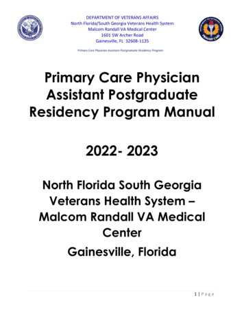 Primary Care Physician Assistant Postgraduate Residency Program Manual .