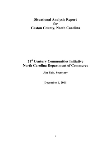 Situational Analysis Report For Gaston County, North Carolina