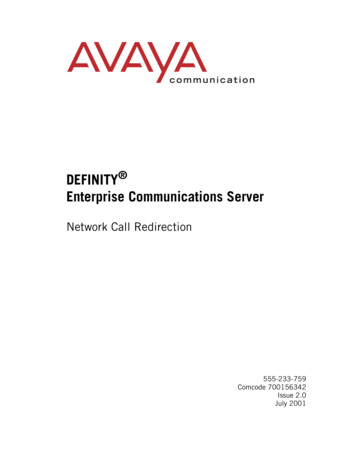 DEFINITY ECS Network Call Redirection - Avaya