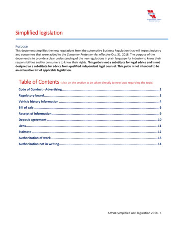 Simplified Legislation - Alberta Motor Vehicle Industry Council