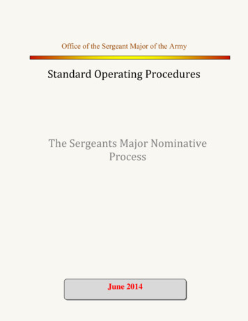 Standard Operating Procedures The Sergeants Major Nominative Process