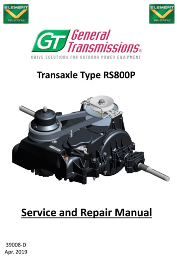 Service And Repair Manual - General Transmissions