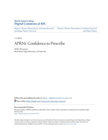 APRNs' Confidence To Prescribe
