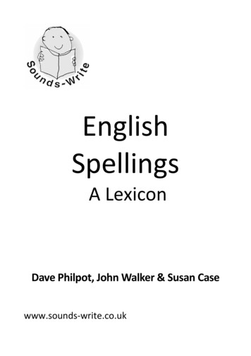 English Spellings Lexicon 10th Dec - Minor Edits - Sounds Write